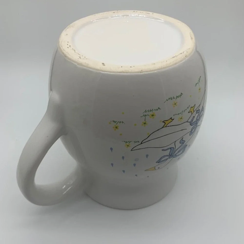 Vintage Goose Water Pitcher 6" Ceramic Country Cottage Farmhouse Blue Bow Ducks - Picture 6 of 6